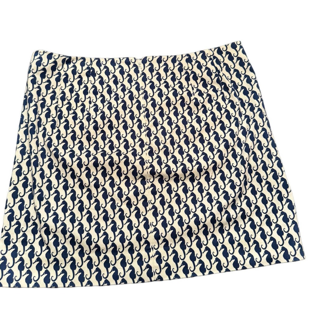 j crew‎ factory blue and white nautical sea horse skirt size 8 - Picture 2 of 6